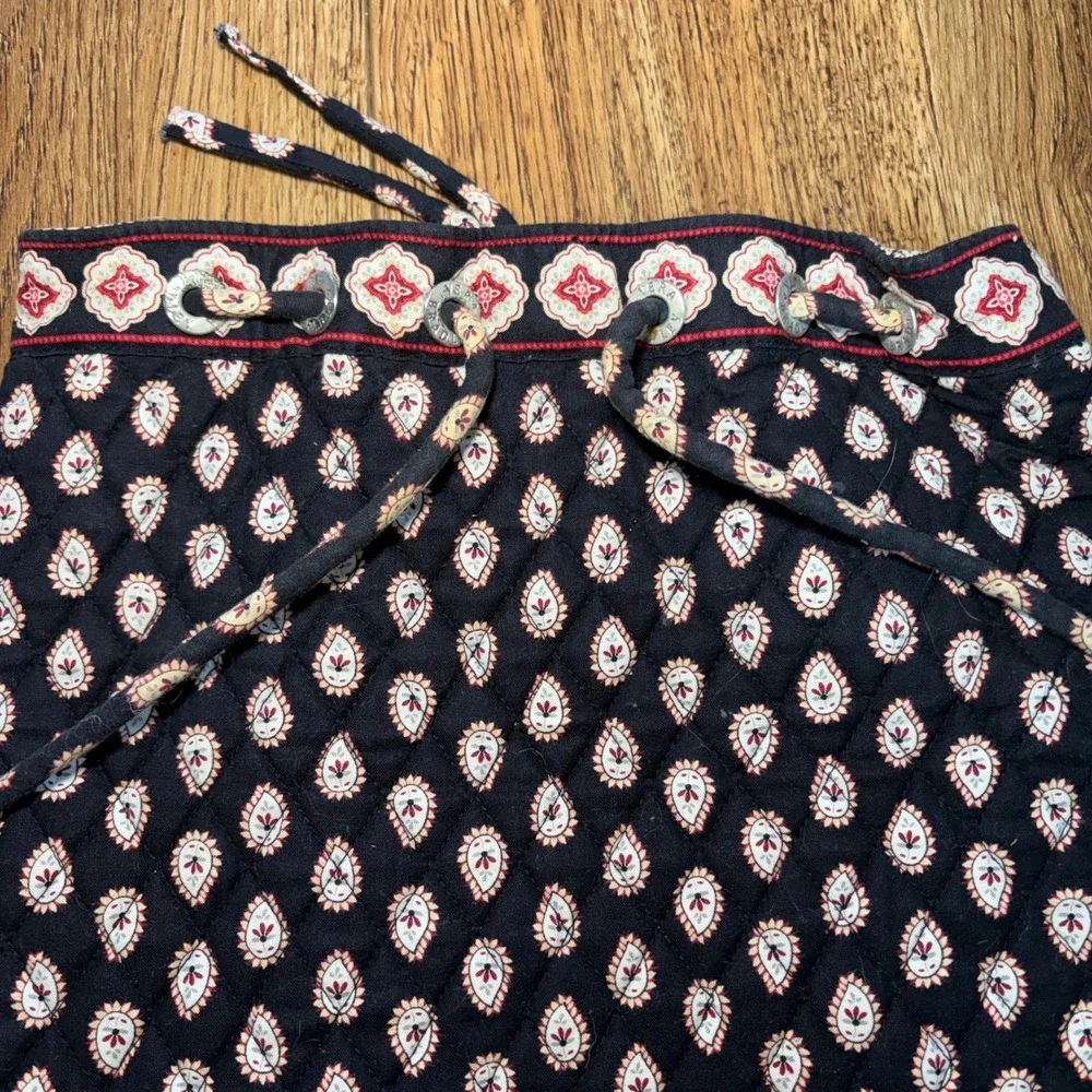 Vera Bradley Retired Quilted Cotton Paisley Drawstring Backpack Cinch Black Boho